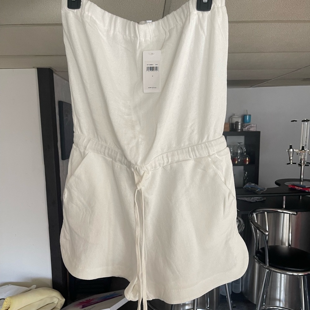Cute Terry cloth strapless romper